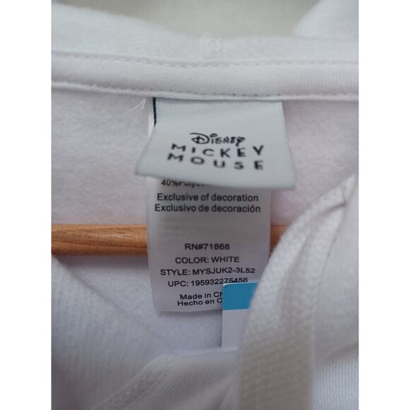 NWT DISNEY MICKEY MOUSE Pullover Sweatshirt Embroidery Crochet Face Hoodie L - Picture 2 of 8